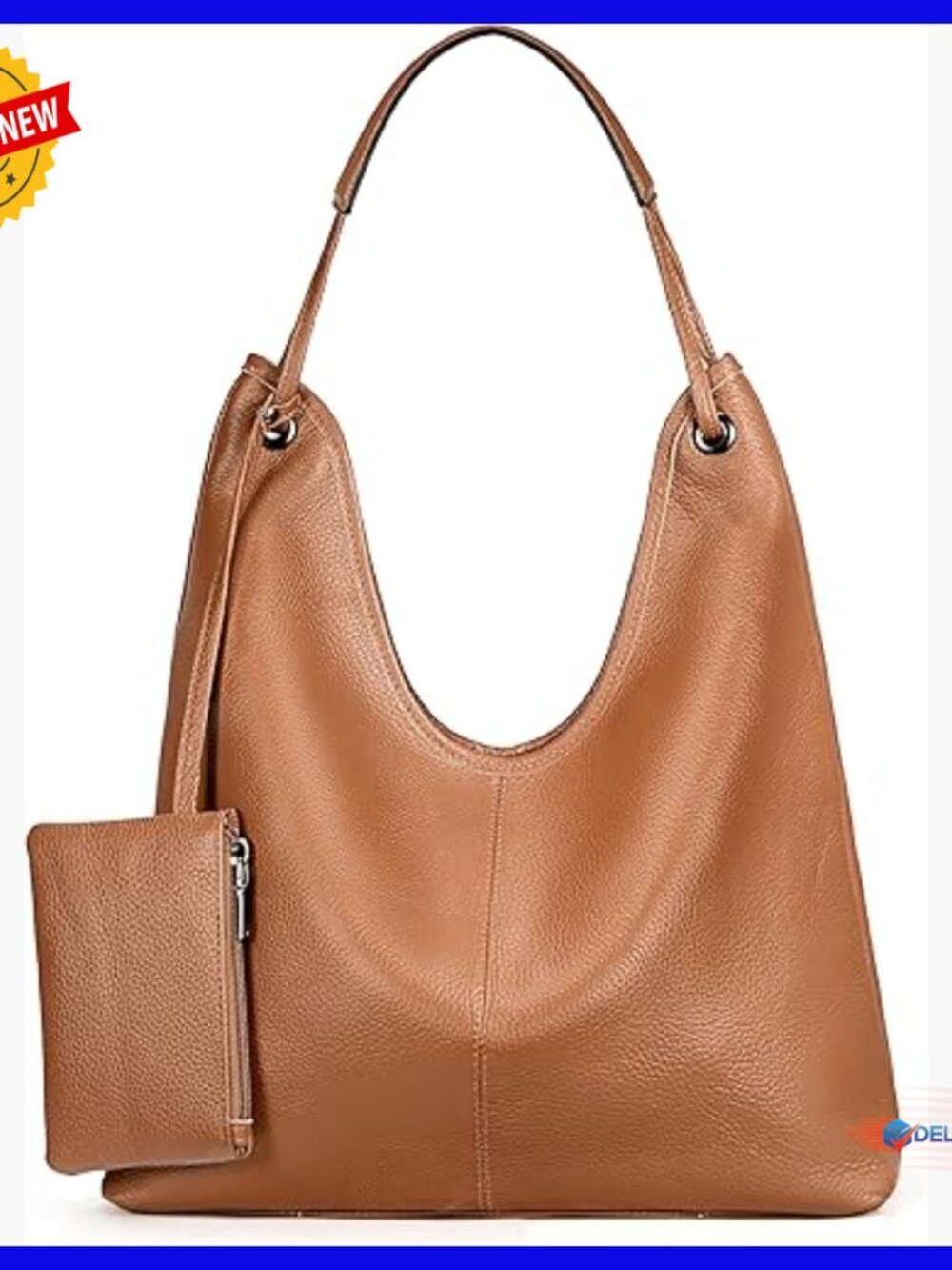 Genuine Leather Hobo Handbag with Coin Pouch Multiple Pockets Large